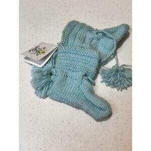 Handmade Knitted/Crocheted Yarn Blue Baby Booties with Frills